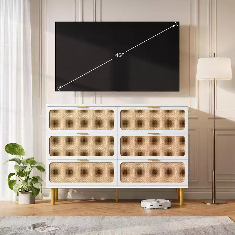 Comò in rattan per la camera da letto, cassettiere spaziose per l'armadio, adatte per il soggiorno, l'ingresso e la camera dei bambini.