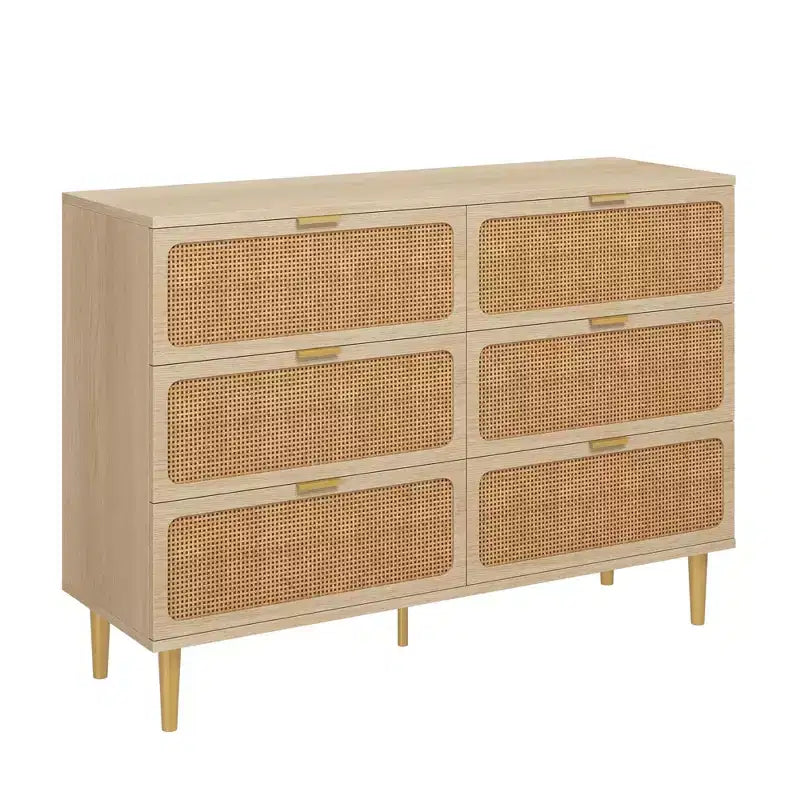 Rattan chest of drawers for the bedroom, wide-top storage cabinets for the wardrobe, suitable for the living room, hallway, and children's room.