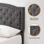 Struttura letto, Testiera regolabile, Design capitonné, Supporto a doghe in legno, Nessun box spring necessario, Facile montaggio