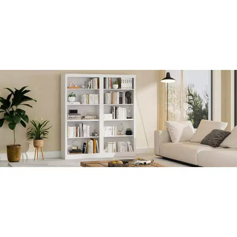 Libreria Alta 180 cm, Scaffale Aperto a 5 Ripiani per Ufficio Domestico, Moderna Libreria in Legno con Design Antiribaltamento, Scaffali Espositivi da Pavimento