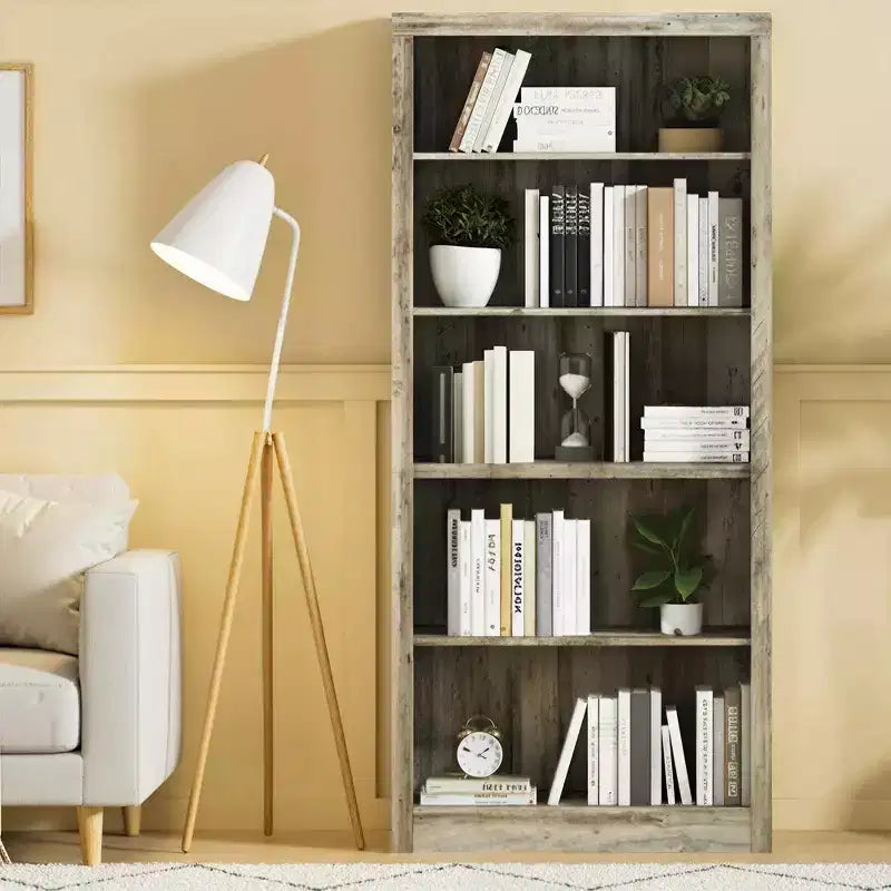 Libreria Alta 180 cm, Scaffale Aperto a 5 Ripiani per Ufficio Domestico, Moderna Libreria in Legno con Design Antiribaltamento, Scaffali Espositivi da Pavimento