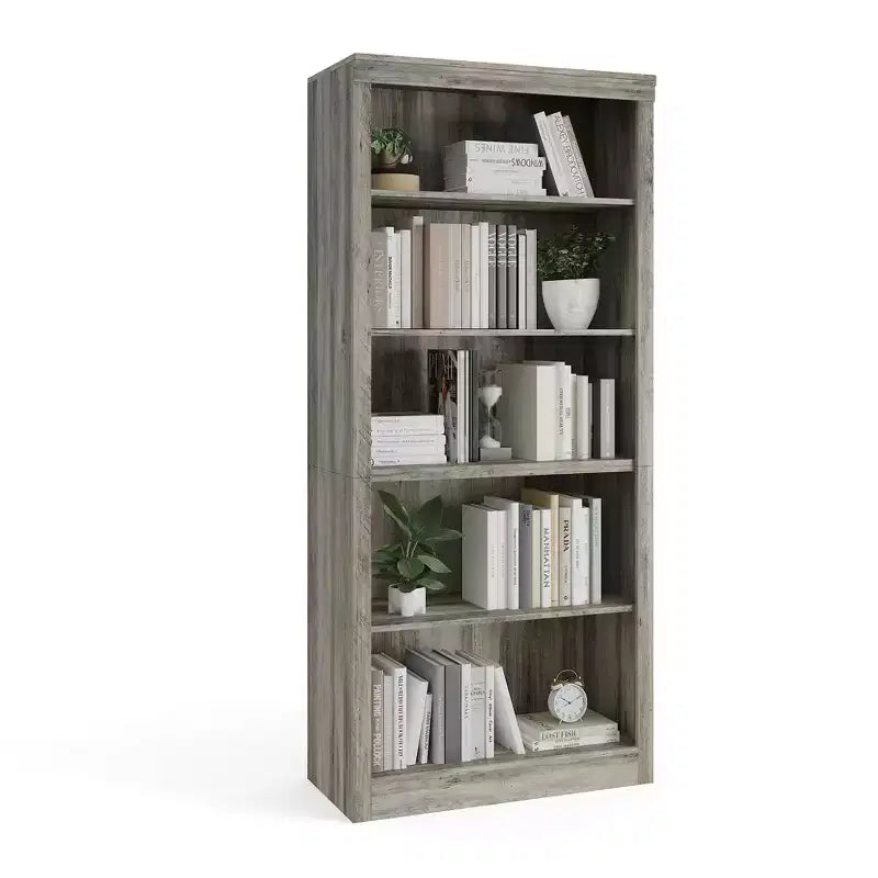Libreria Alta 180 cm, Scaffale Aperto a 5 Ripiani per Ufficio Domestico, Moderna Libreria in Legno con Design Antiribaltamento, Scaffali Espositivi da Pavimento