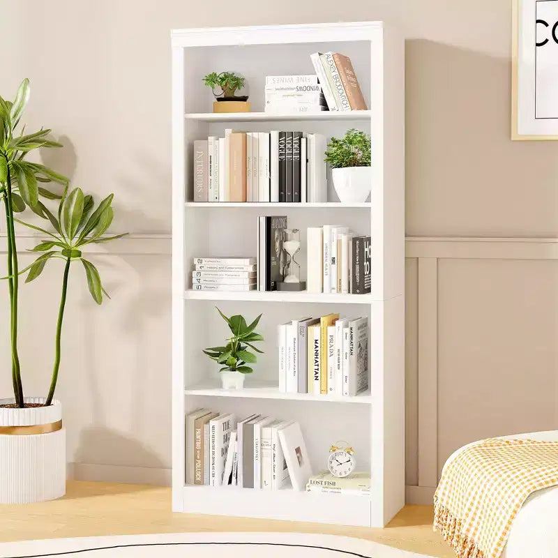 Libreria Alta 180 cm, Scaffale Aperto a 5 Ripiani per Ufficio Domestico, Moderna Libreria in Legno con Design Antiribaltamento, Scaffali Espositivi da Pavimento