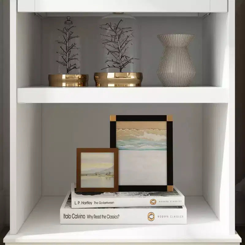 Famapy Vetrina Alta e Armadio Contenitore con Mensole Decorative + Cassetto, Versatile per Ambienti Domestici