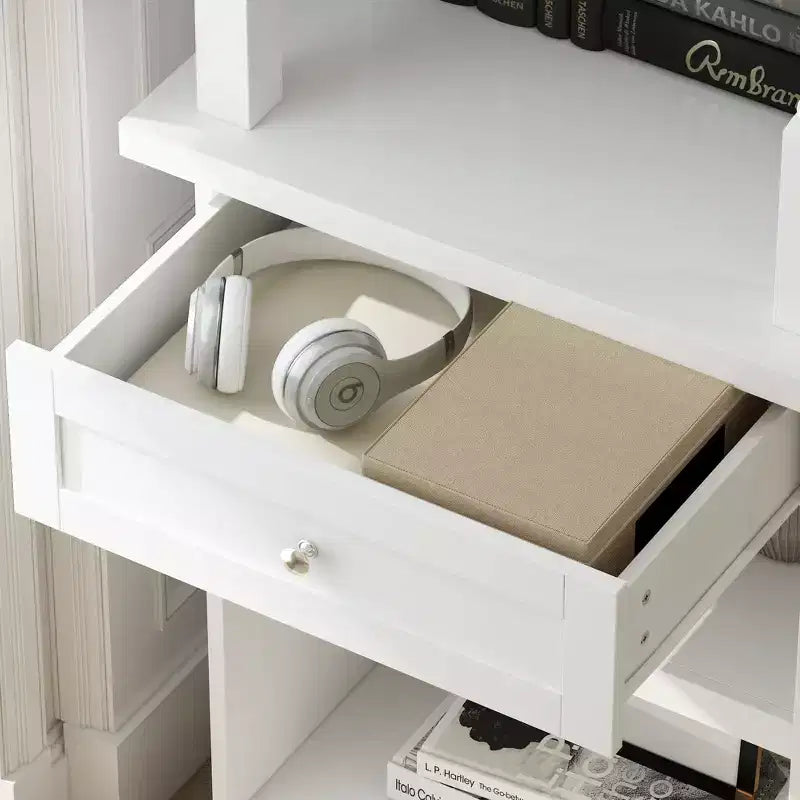 Famapy Vetrina Alta e Armadio Contenitore con Mensole Decorative + Cassetto, Versatile per Ambienti Domestici