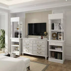 Famapy Vetrina Alta e Armadio Contenitore con Mensole Decorative + Cassetto, Versatile per Ambienti Domestici