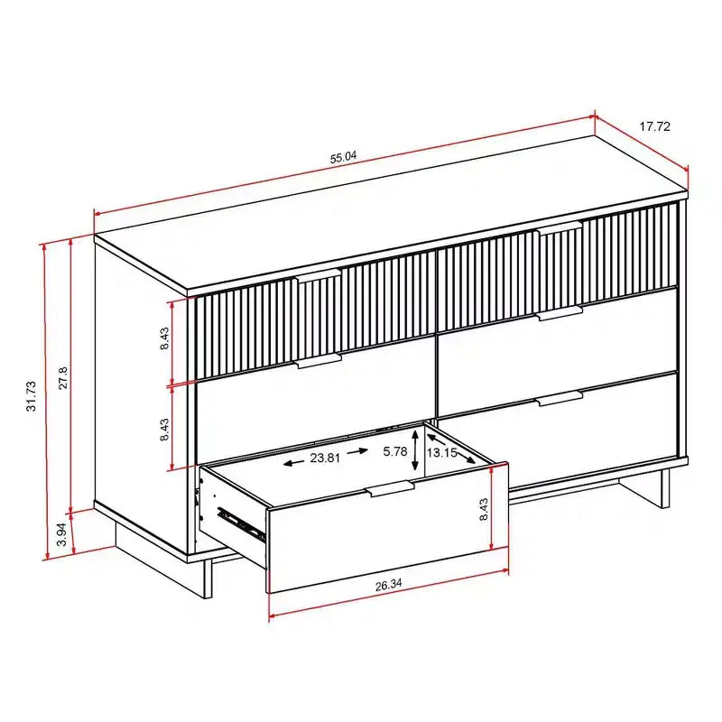 Cassettiera doppia moderna GDFStudio Biljon 55 "Glam" con 6 cassetti