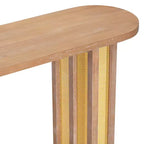 Consolle in Rattan con Contenitore, Tavolo Stretto da Ingresso in Legno per Soggiorno e Corridoio