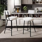 Set di 2/4 sgabelli da bar, sedie da bar altezza bancone da 61 cm con schienale e poggiapiedi - Sgabelli moderni imbottiti con seduta rotonda per isola cucina, sala da pranzo, pub