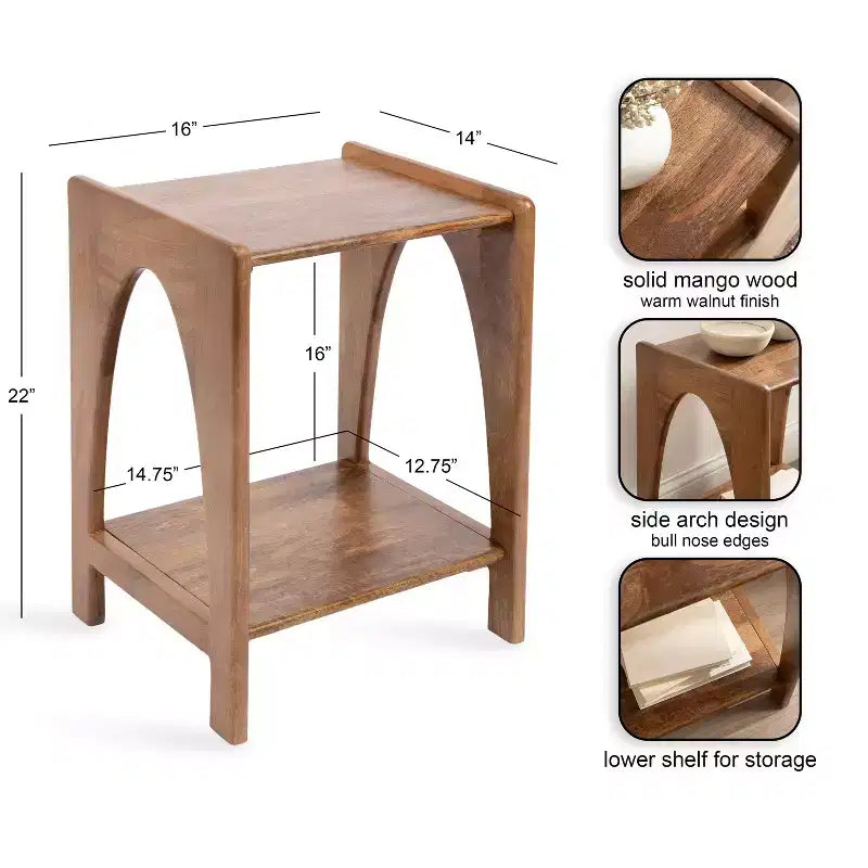 Tavolino in legno Kate and Laurel Aarstad, 16x14x22, Noce Marrone