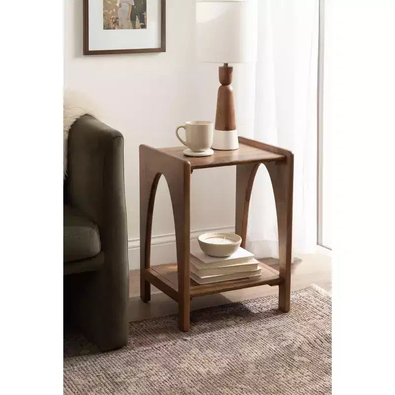 Tavolino in legno Kate and Laurel Aarstad, 16x14x22, Noce Marrone