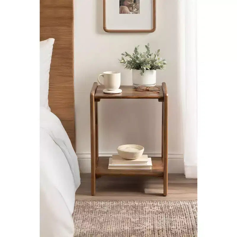 Tavolino in legno Kate and Laurel Aarstad, 16x14x22, Noce Marrone