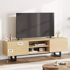 Mobile TV in stile industriale con due cassetti, adatto per TV da 80 pollici, mobile multimediale in legno per salotti