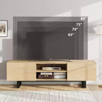 Mobile TV in stile industriale con due cassetti, adatto per TV da 80 pollici, mobile multimediale in legno per salotti