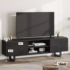 Mobile TV in stile industriale con due cassetti, adatto per TV da 80 pollici, mobile multimediale in legno per salotti