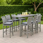 Royal Hampton Barstool Chair Set of 6, Thick Seat Cushion, Gray Wicker Frame