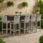 Set di 6 sedie da bar Royal Hampton, cuscino spesso, struttura in vimini grigio