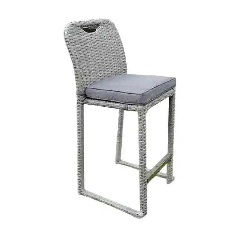 Set di 6 sedie da bar Royal Hampton, cuscino spesso, struttura in vimini grigio