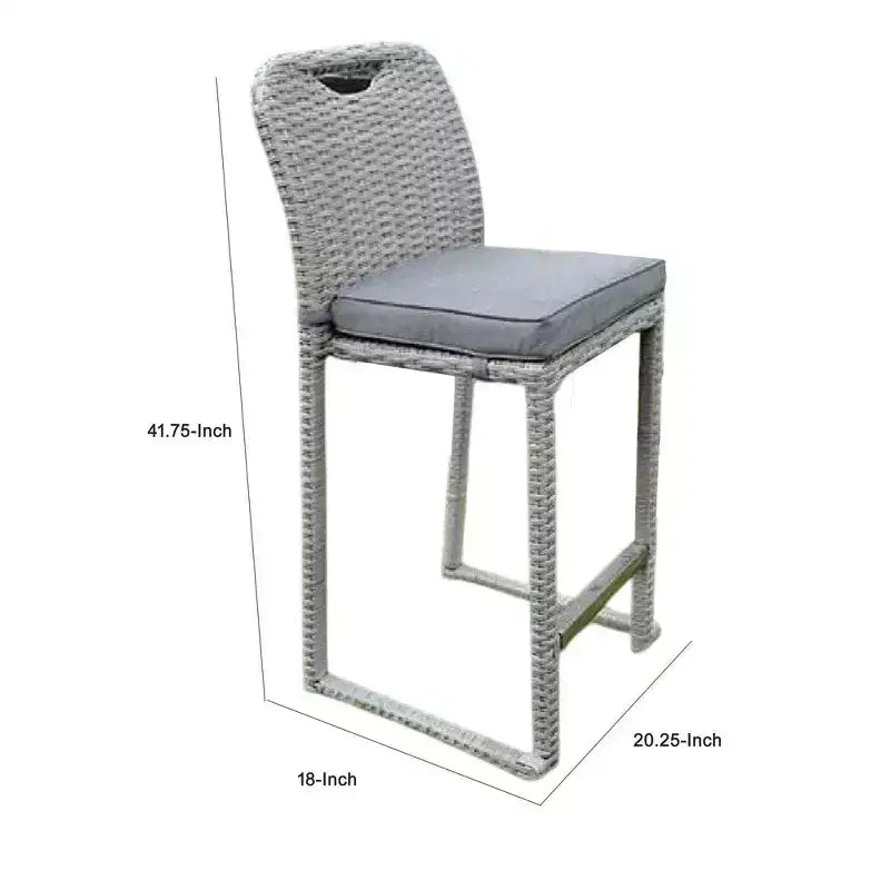 Set di 6 sedie da bar Royal Hampton, cuscino spesso, struttura in vimini grigio