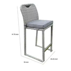 Set di 6 sedie da bar Royal Hampton, cuscino spesso, struttura in vimini grigio