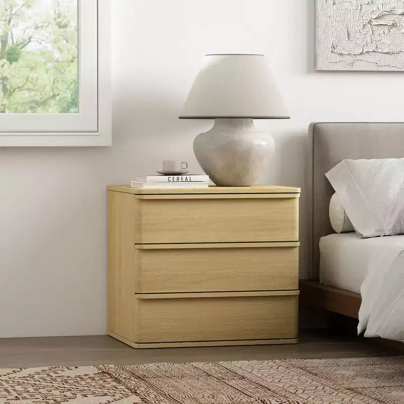 GDFStudio Corral 26 Modern 3-Drawer Wood Nightstand with Rounded Corners