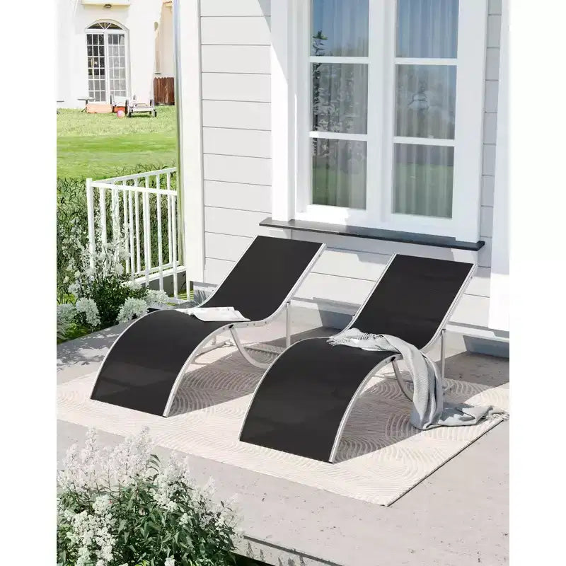 COZONY Set di 2 Sedie a Sdraio per Esterni, Poltrone Reclinabili Resistenti alle Intemperie con Tessuto Textilene a Rete per Piscina Giardino e Cortile