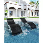COZONY Outdoor Chaise Lounge Set of 2, Weather-Resistant Reclining Patio Chairs with Textilene Mesh for Poolside Garden and Backyard Use