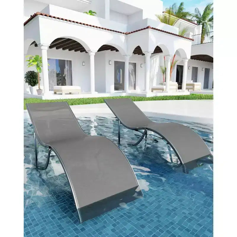 COZONY Set di 2 Sedie a Sdraio per Esterni, Poltrone Reclinabili Resistenti alle Intemperie con Tessuto Textilene a Rete per Piscina Giardino e Cortile