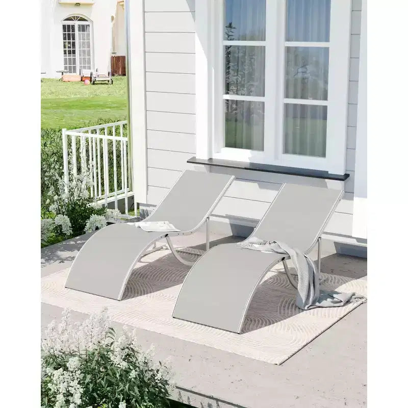 COZONY Set di 2 Sedie a Sdraio per Esterni, Poltrone Reclinabili Resistenti alle Intemperie con Tessuto Textilene a Rete per Piscina Giardino e Cortile