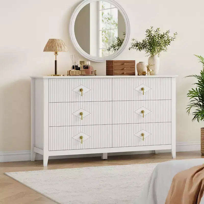 Cassettiera a sei cassetti per camera da letto, utilizzabile come porta TV, mobiletto contenitore in legno, adatta per camere da letto, soggiorni e corridoi