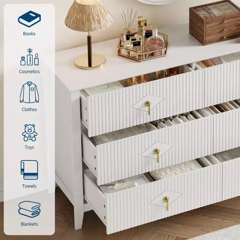 Cassettiera a sei cassetti per camera da letto, utilizzabile come porta TV, mobiletto contenitore in legno, adatta per camere da letto, soggiorni e corridoi