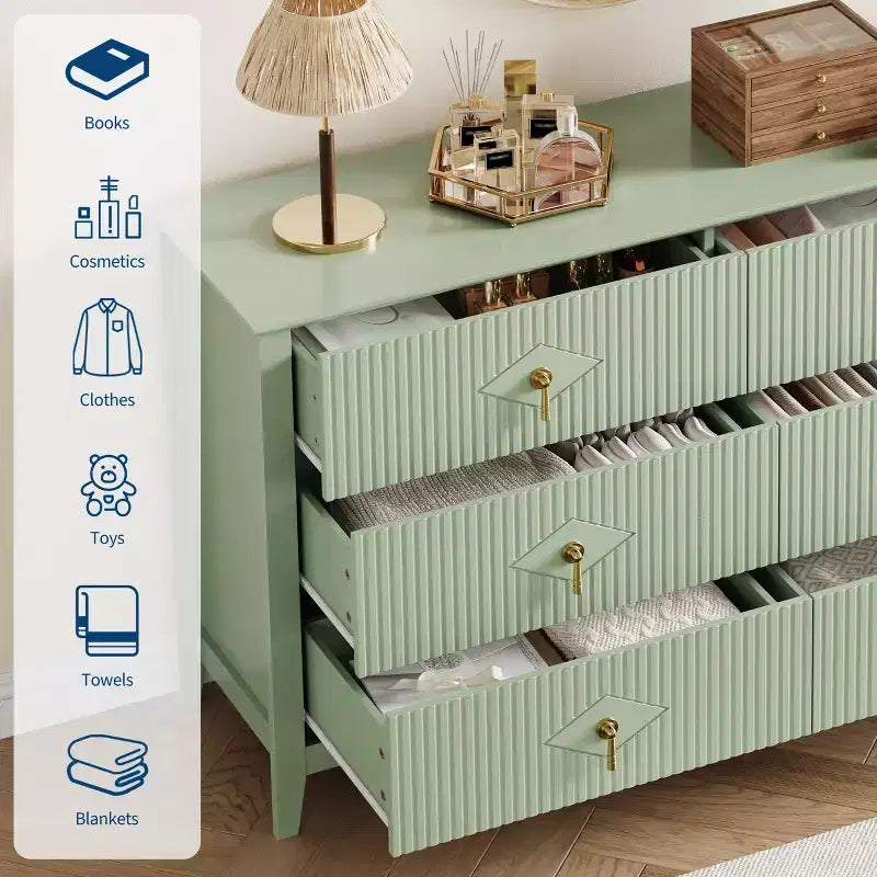 Cassettiera a sei cassetti per camera da letto, utilizzabile come porta TV, mobiletto contenitore in legno, adatta per camere da letto, soggiorni e corridoi