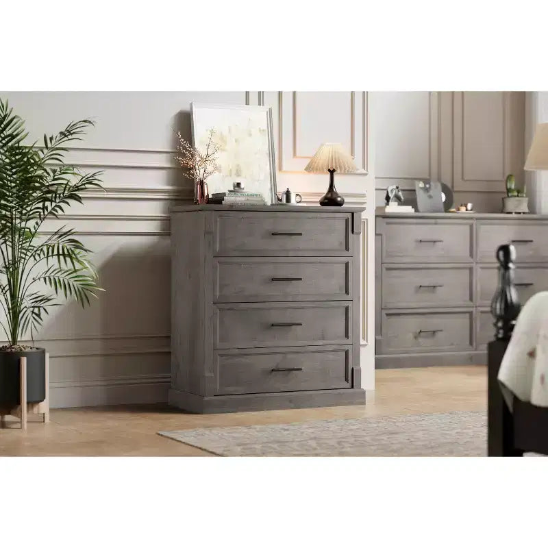 Cassettiera a cinque cassetti in stile rustico, cassettiera alta, Porta TV in legno, adatti per soggiorni e corridoi