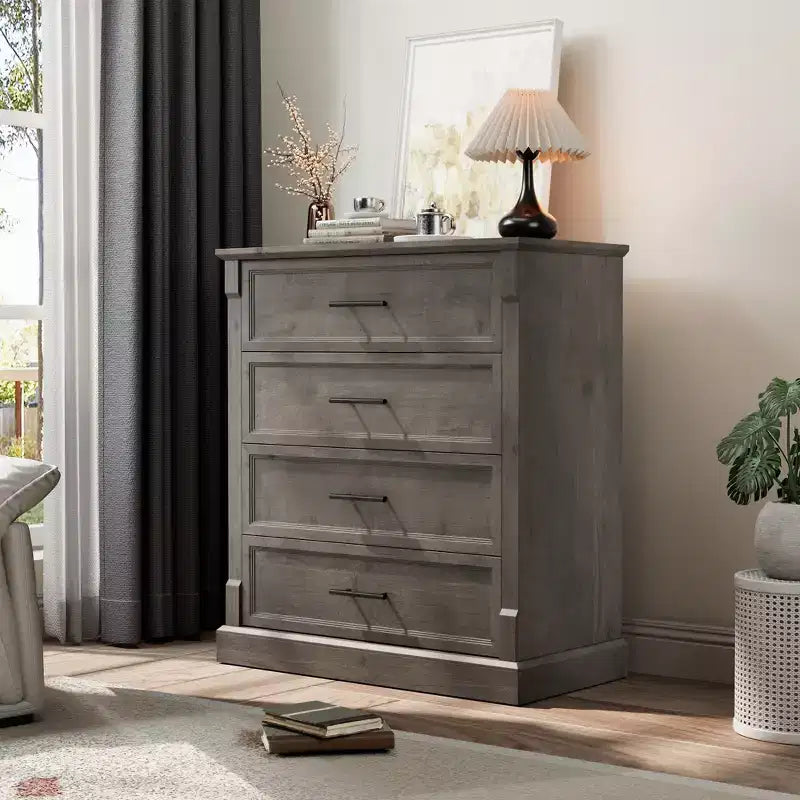 Cassettiera a cinque cassetti in stile rustico, cassettiera alta, Porta TV in legno, adatti per soggiorni e corridoi
