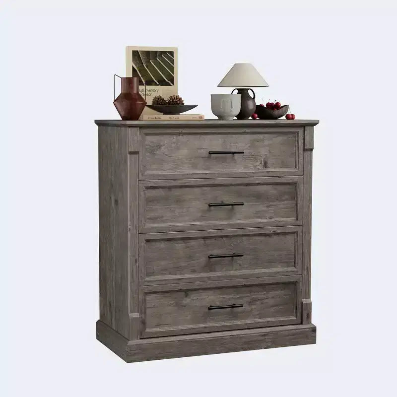 Cassettiera a cinque cassetti in stile rustico, cassettiera alta, Porta TV in legno, adatti per soggiorni e corridoi
