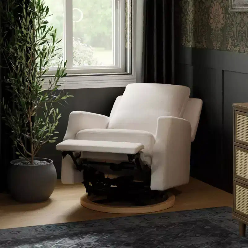 Poltrona reclinabile e girevole Namesake Crewe Electronic - Eco-tessuto color crema ad alte prestazioni