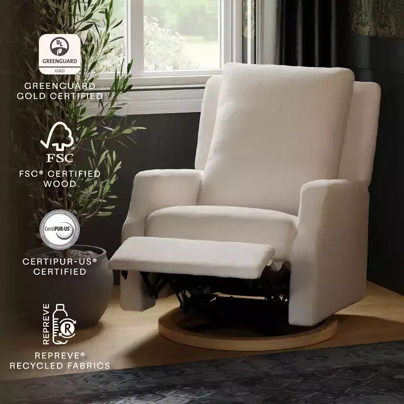 Poltrona reclinabile e girevole Namesake Crewe Electronic - Eco-tessuto color crema ad alte prestazioni