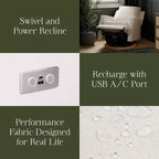 Poltrona reclinabile e girevole Namesake Crewe Electronic - Eco-tessuto color crema ad alte prestazioni