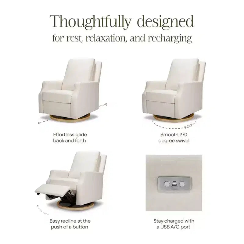 Poltrona reclinabile e girevole Namesake Crewe Electronic - Eco-tessuto color crema ad alte prestazioni