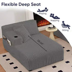 Mjkone 85 Divani Reclinabili Mobili a Doppia Chaise Longue, Divanetto con Portabicchieri, Tasche Laterali, 2 Poltrone Letto Singole Oversize