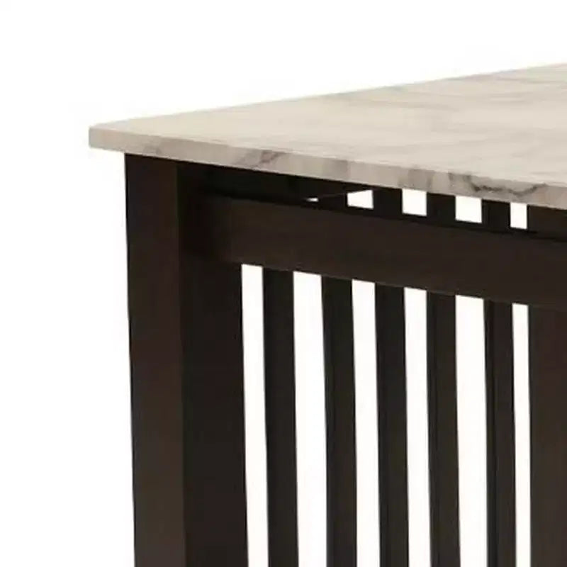 Tavolino/Comodino Royal Hampton 21 pollici, Finto Marmo Bianco, Ripiano Inferiore, Legno Nero