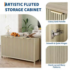COZONY 55 Mobile Credenza Moderno con Ante Scanalate e Ripiani Regolabili, Credenza a 4 Ante in Legno per Sala da Pranzo, Cucina e Soggiorno