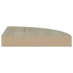 Set 2 Mensole Angolari a Nido d'Ape in MDF, Metallo, Effetto Rovere 25x25x3.8 cm