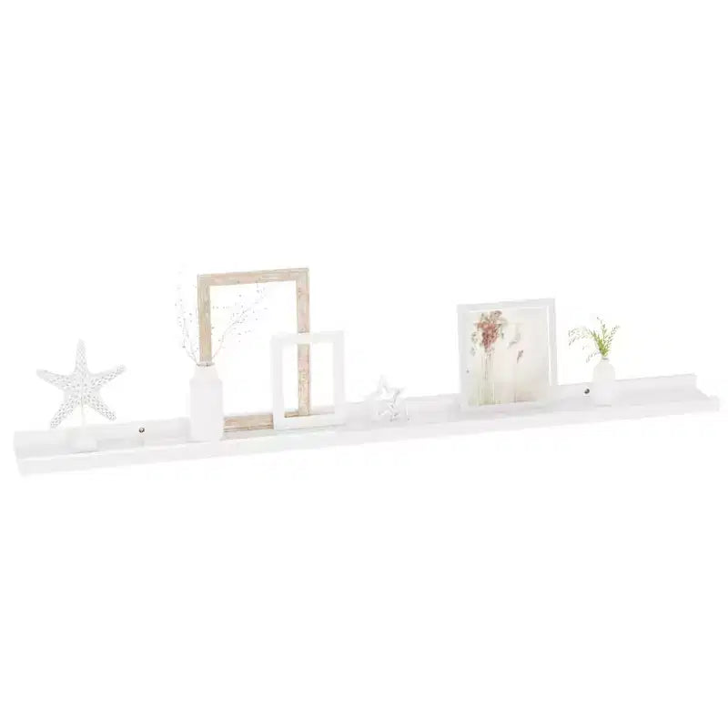 Mensola da parete set di 2 MDF bianco lucido Media Montaggio a parete