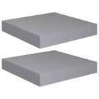 Set di 2 Mensole da Muro Grigie in MDF 23x23,5x3,8 cm Mensola da Muro Quadrata
