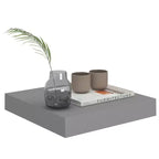 Set di 2 Mensole da Muro Grigie in MDF 23x23,5x3,8 cm Mensola da Muro Quadrata