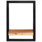 Set di 2 mensole da parete Legno naturale e nero Legno massello di acacia, Acciaio