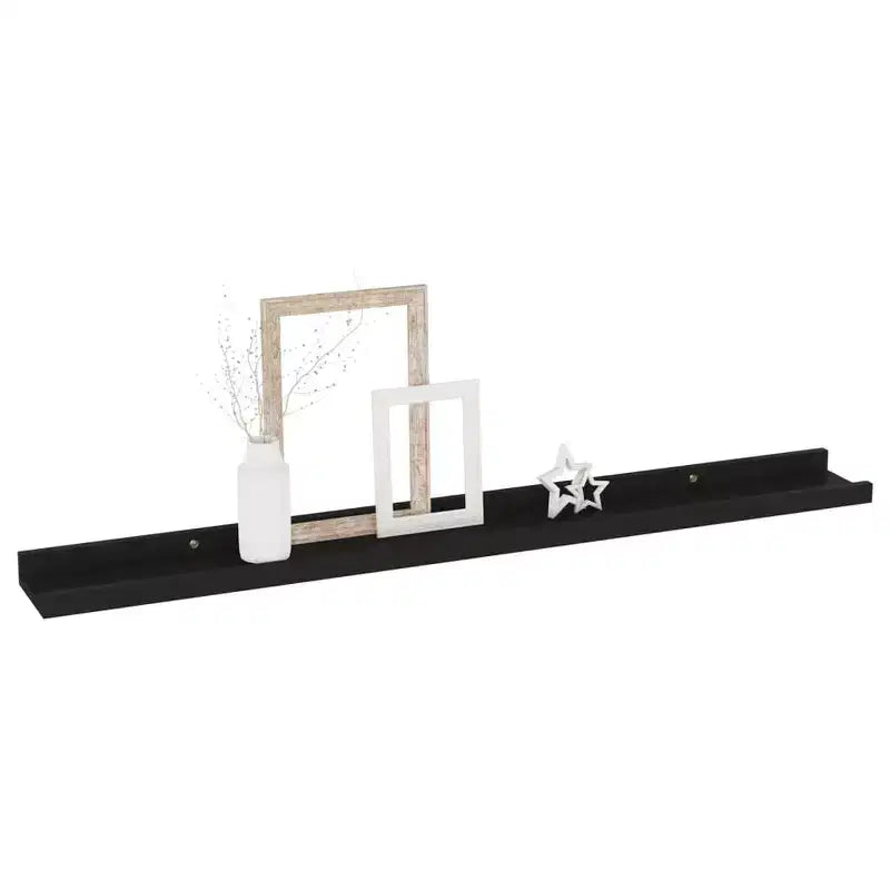 Mensola a muro set da 4 MDF nero intarsi decorativi medi