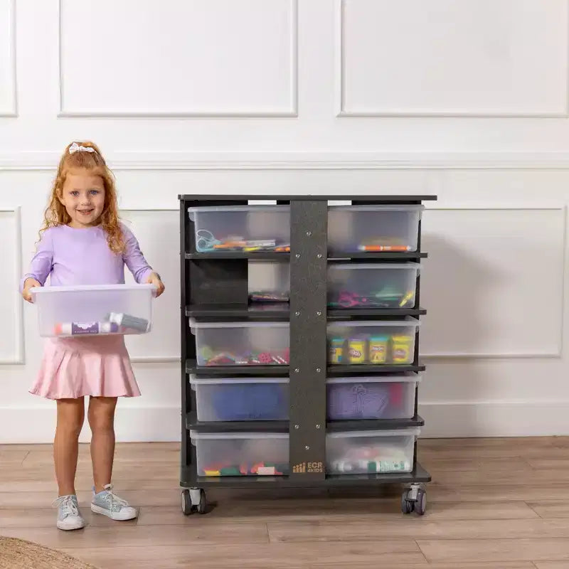 Torre Portaoggetti Mobile a 20 Scomparti ECR4Kids e 20 Contenitori, 5x4, Mobili per Bambini