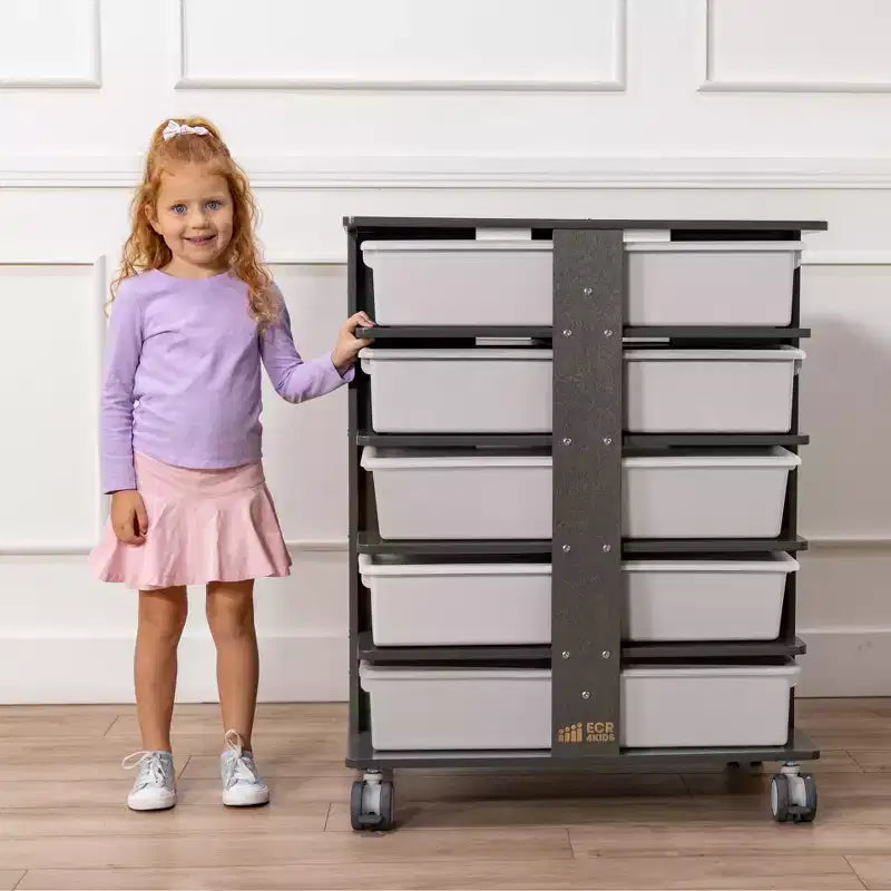 Torre Portaoggetti Mobile a 20 Scomparti ECR4Kids e 20 Contenitori, 5x4, Mobili per Bambini